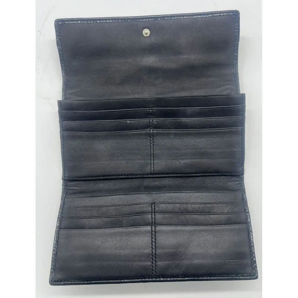 Coach Vintage Black‎ Fabric Jacquard Signature Canvas Trifold Wallet